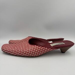 Paola del Lungo Mules Red White Woven Womens Shoe Size US 9 EU 41 Slip On